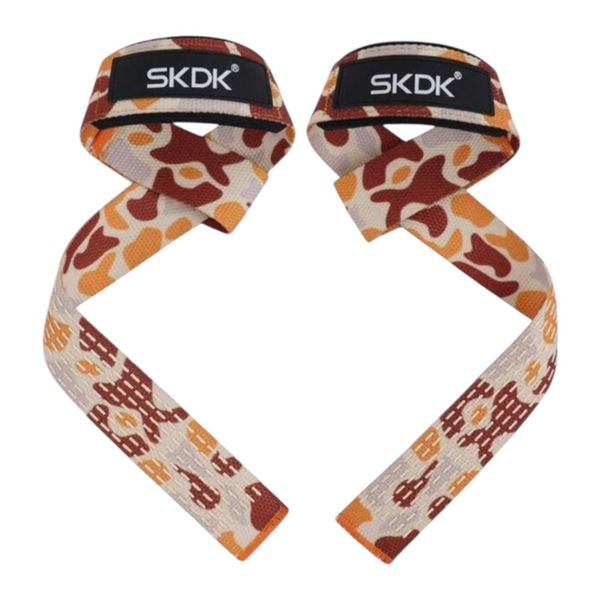 Lifting Wrist Straps for Weightlifting and Strength - Camo Red/Orange