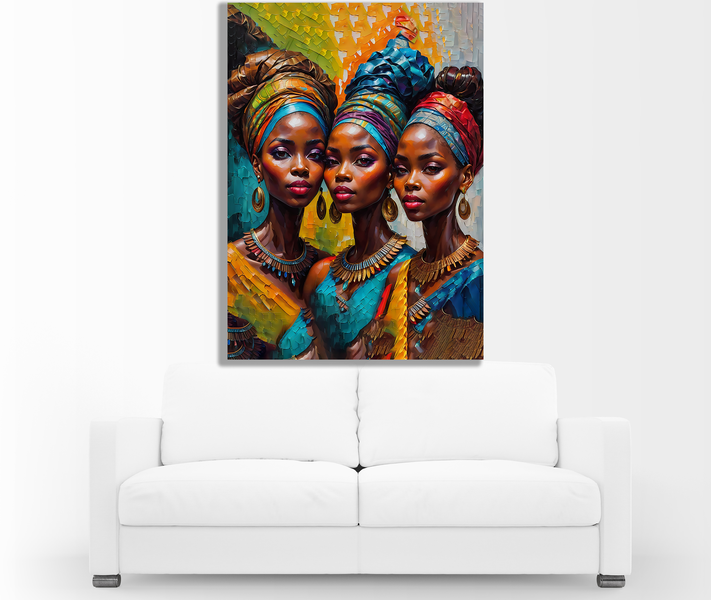 0186 Glow Africa Sisters Canvas Wall Art