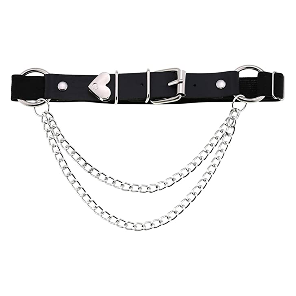 Adjustable Punk Leather Garter Belt Leg Garter with Chain-Black | Shop Today. Get it Tomorrow