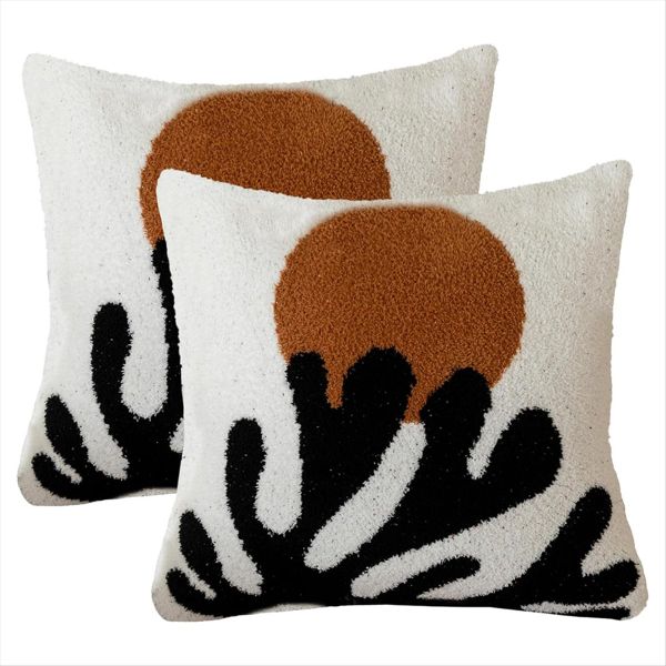 2Pcs Ultra Soft Retro Coral Throw Pillow Cover Microfiber Pillowcase