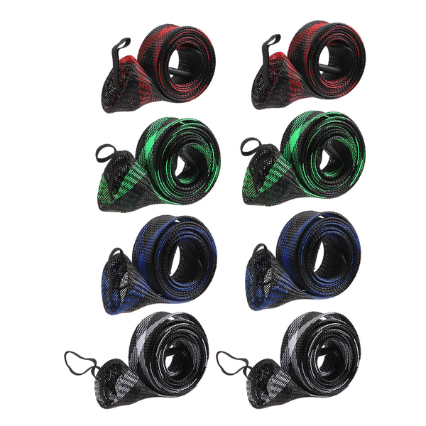 8 Pcs Fishing Rod Sleeve Sock Braided Mesh Rod Sleeve with Lanyard