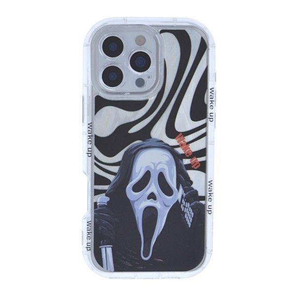 Clear Case With Scream Mask &amp; 'Wake Up' Quote - Compatible With iPhone