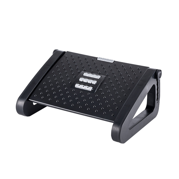 Adjustable Footrest with Foot Massage Roller 6 Height Settings, Black