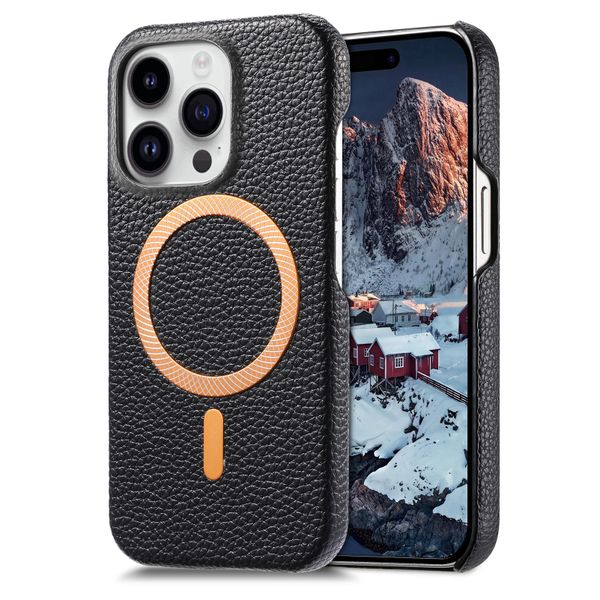 Lychee-Textured Magnetic Phone Case Compatible with iPhone 17 Pro Max