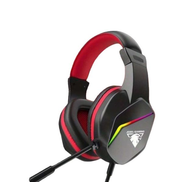 JEDEL - USB Gaming Headset With Stereo Surround Sound - Black/Red