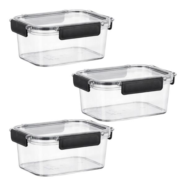 3 Pack - Clip Seal Plastic Storage Container - Transparent