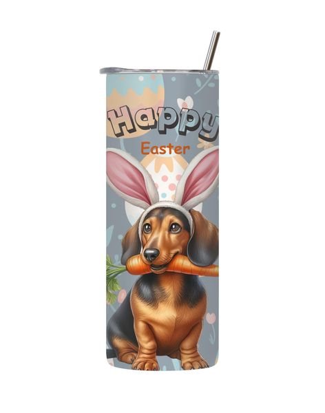 Dachshund 20 Oz Tumbler with Lid Straw Graphic Dog Easter Design Present084