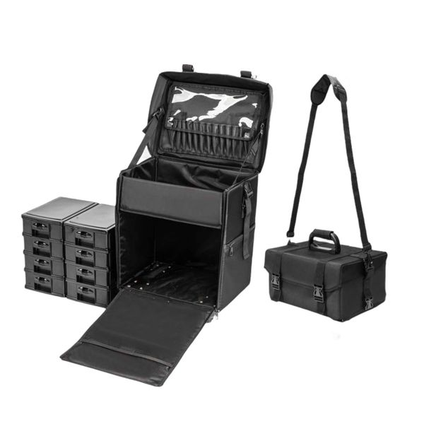 2-in-1 Professional Artist Travel Cosmetic Case with Drawer Train Case