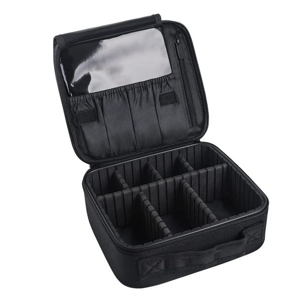 Professional Makeup Bag for Women, Portable Makeup Brush Bag Holder - Black