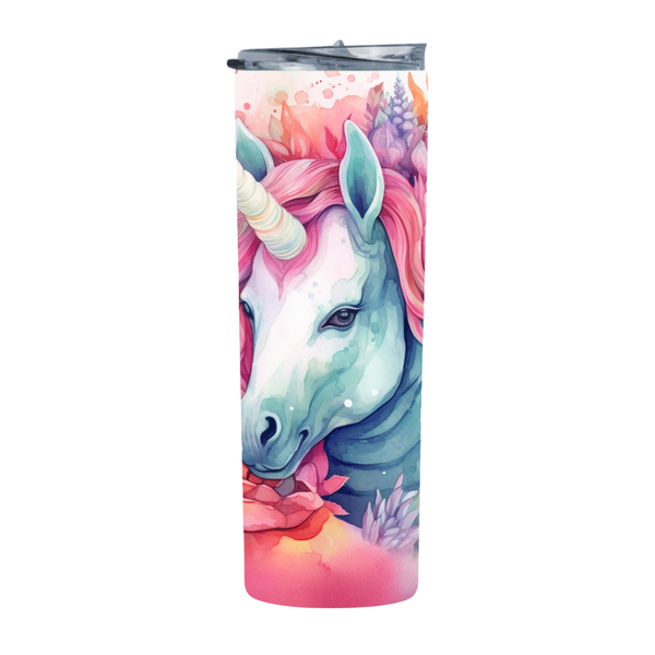 Water Color Floral Unicorn 114 20 Oz Straight Skinny Tumbler 215
