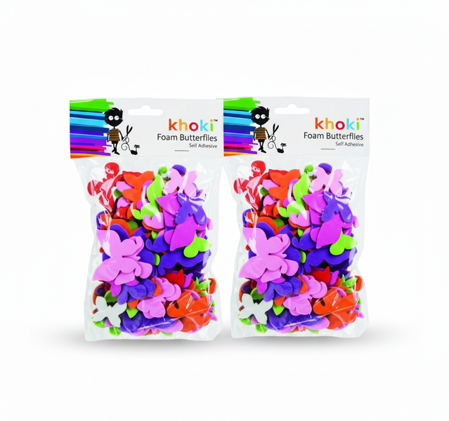 Khoki Foam Butterflies Craft Kit - 35 Colourful 15 cm Decorations - 2 Pack