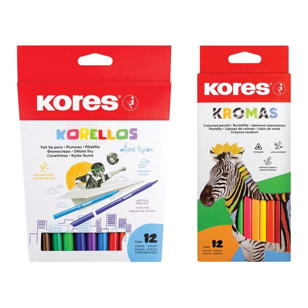 Kores Colour Pencil and Felt Tip Pen Bundle