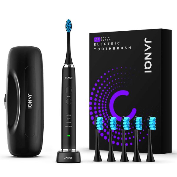 JANQI J1P Electric Toothbrush with 6 Procare Brusheads &amp; Travel Case