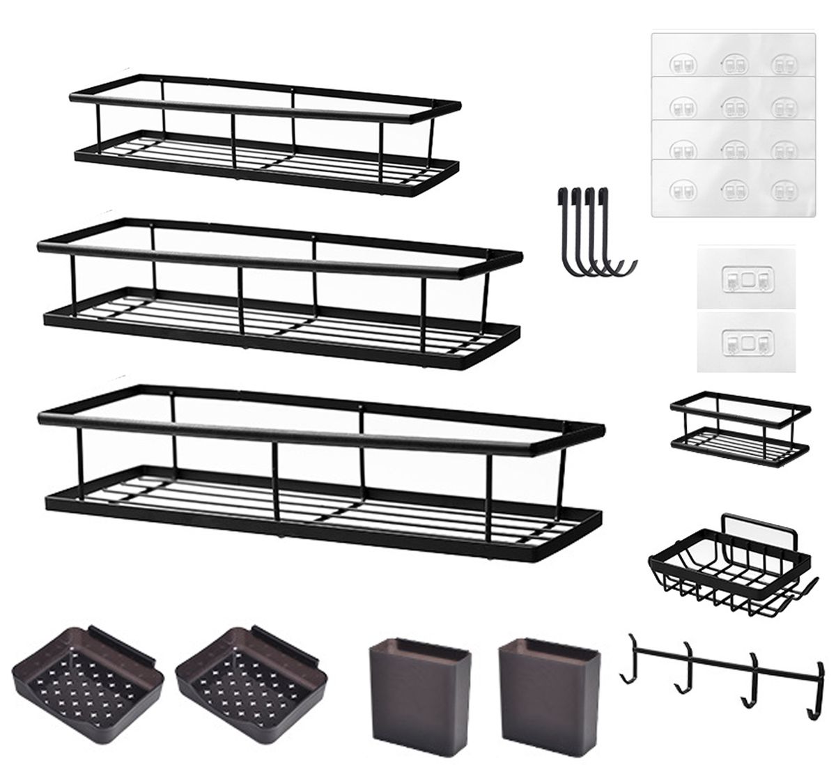 6 Piece Shower Caddy - Rustproof No-Drill Organizer with Hooks & Soap Tray