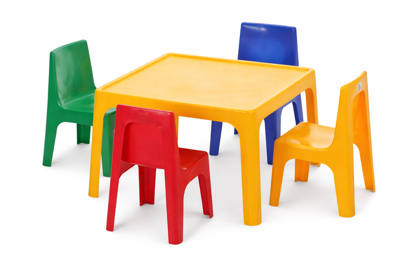 Kids Plastic Table &amp; 4 Chair Set - Bright Colourful Set