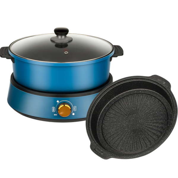 4L Multi-Function 1350W Electric Hot Pot &amp; Grill Cooker - Non-Stick 2-in-1