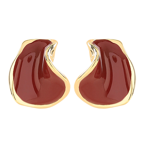 Chic Brown Enamel Stud Earrings for Daily &amp; Party Wear