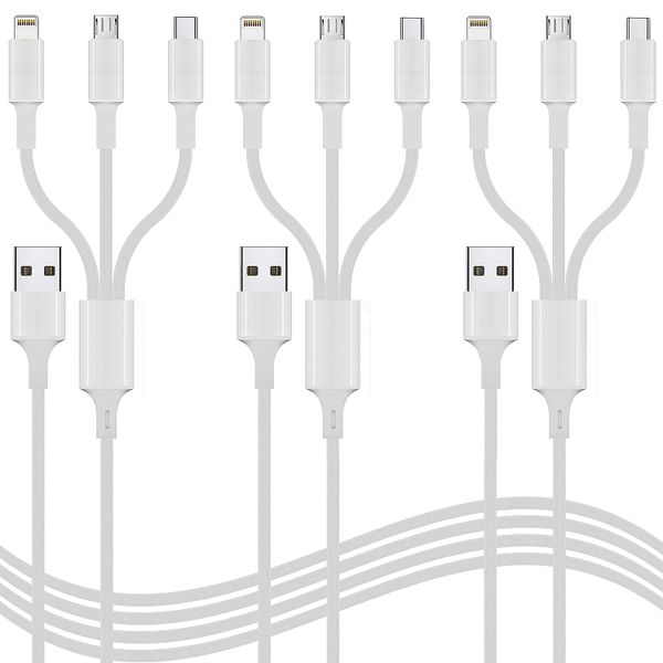 3 in 1 Charging Cable for Smart Phones 3 Pack