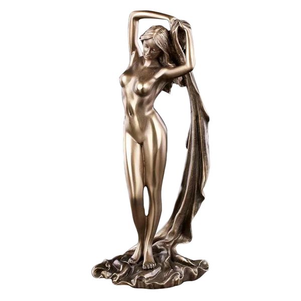 Decor Beautiful Bronze Resin Goddess Sculpture Ornament - 22cm