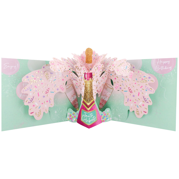 Paper Celebrations Pop-Out Birthday card - Champagne &amp; Glasses