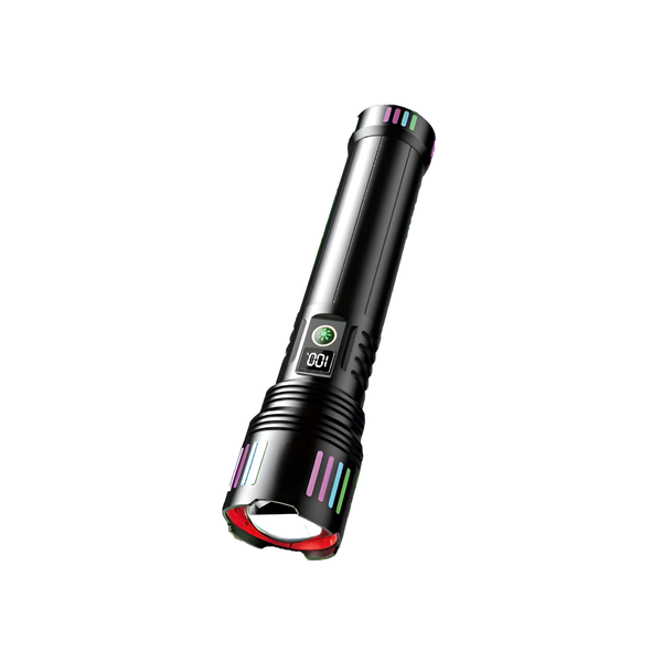 Rechargeable LED Aluminum Alloy Flashlight with Fluorescent Digital Display