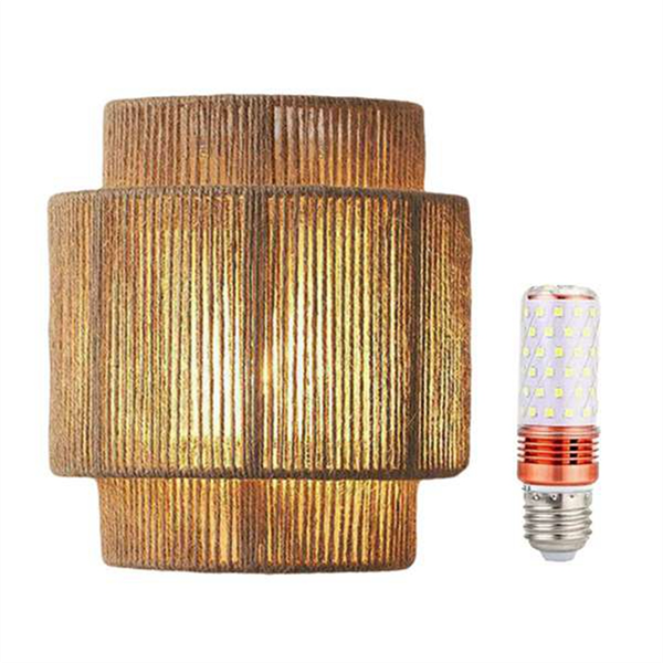Japanese Retro Rattan Weaving Wall Lamp LED Three-Color Light Wall Sconces