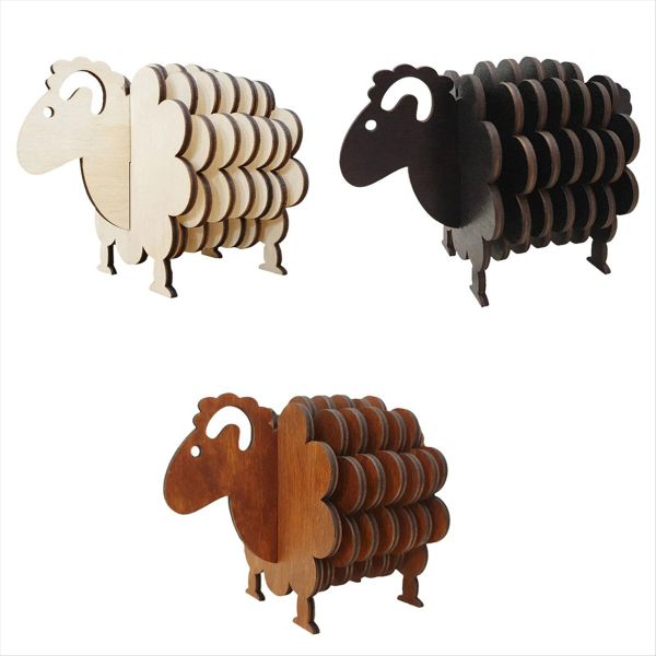 Wood Coasters Fun Non Slip Mug Mat Gifts Cup Coasters Animal Coasters Sheep