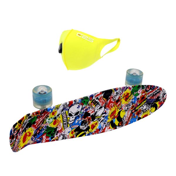 Skateboard 55cm with Flashing Wheels Ride On Skateboards - Graffiti
