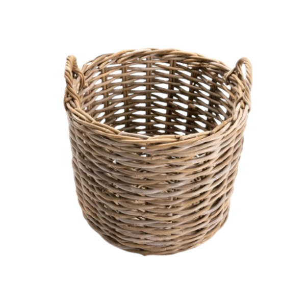 Hand-Woven Round Kubu Basket - Natural Finish