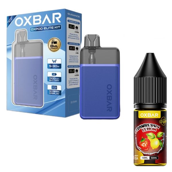 Oxbar Oxpod Elite Pod System Combo - Strawberry Lemon (Shadow Blue Device)