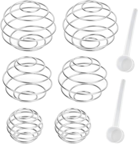 6PCS 304 Stainless Steel Protein Shaker Mixing Ball with 2 Measuring Spoons