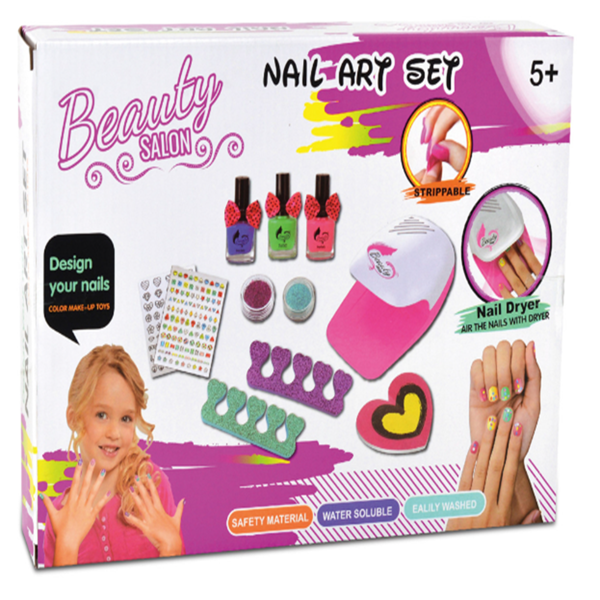 Girls Nail Polish Art Set Peel Off Makeup Kids Manicure Toy Fast Drying ...