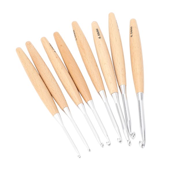 Wood Crochet Hooks Set 3.0mm-6.5mm 8Pcs