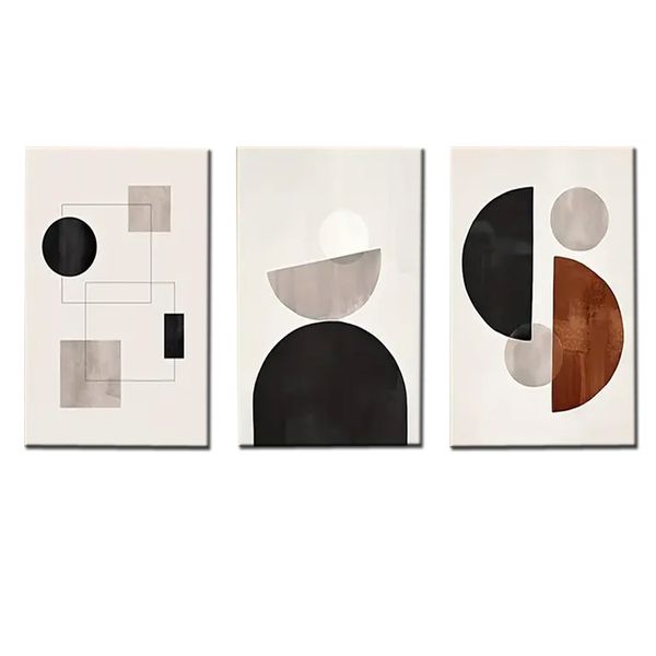 Canvas- Art - 3 Pieces Black Theme Boho Abstract Canvas Wall Art Decor