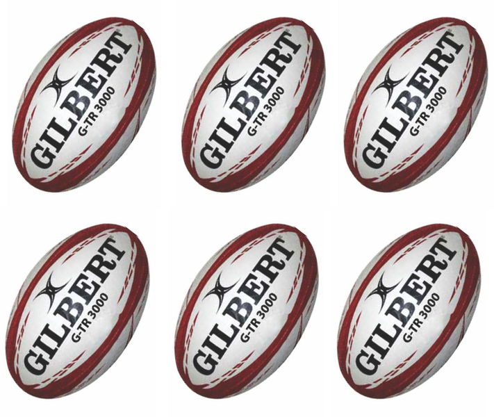 Gilbert G-TR3000 Rugby Ball Size 5 - Red - 6 Pack