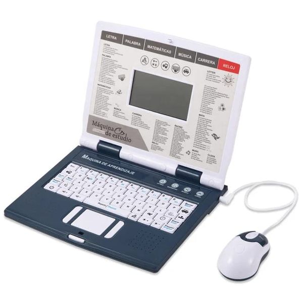 Children English and Spanish learning laptop with mouse