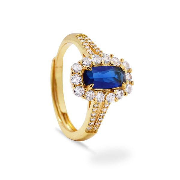 iDesire Premium Sapphire &amp; CZ Adjustible Ring