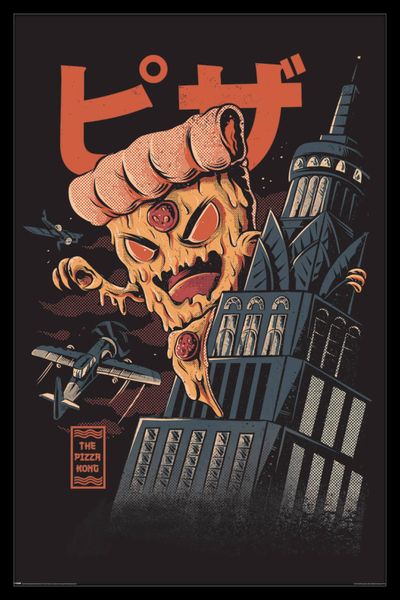 Ilustrata (Pizza Kong) Poster with Black Frame