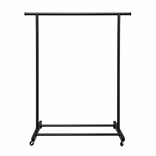 Heavy Duty Black Metal Rolling Garment Rack with Wheels