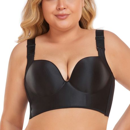 Women Full Coverage Soft Thin Wire Free Back Closure Push Up Bra Big Cup  for Fat Ladies, Plus Size