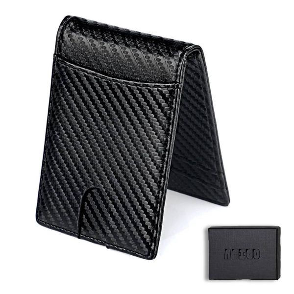 Mens Slim Wallet Leathe Bifold RFID Blocking /Money Clip/Credit Card Holder