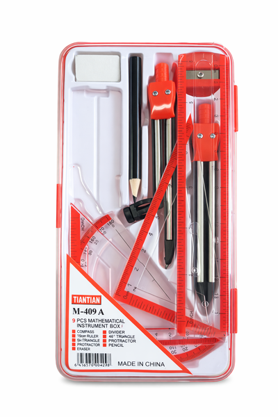 TIANTIAN Mathematical Instrument Set - 9-Piece Geometry Set -6 x Sets