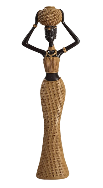 Decor African Woman Retro Woven Tabletop Sculpture - 28cm