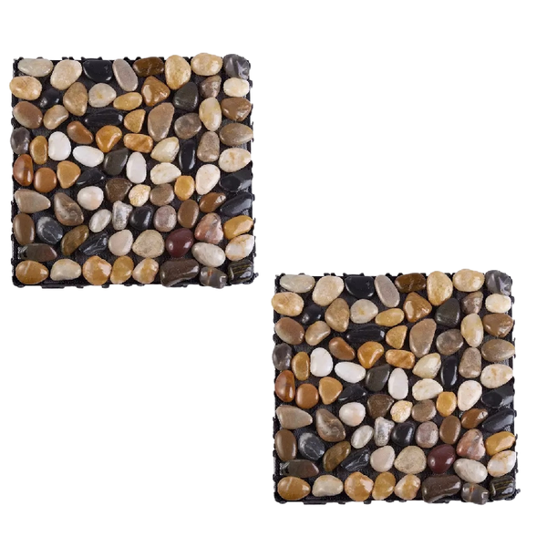 2 Pack-DIY Splicing of Pebble Plastic Flooring for Garden Terrace
