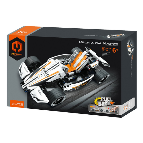 Pull-back Race car construction set - White - 187 pieces, by iM.Master