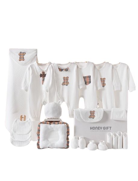 Plaid Bear Baby Clothing Gift Set