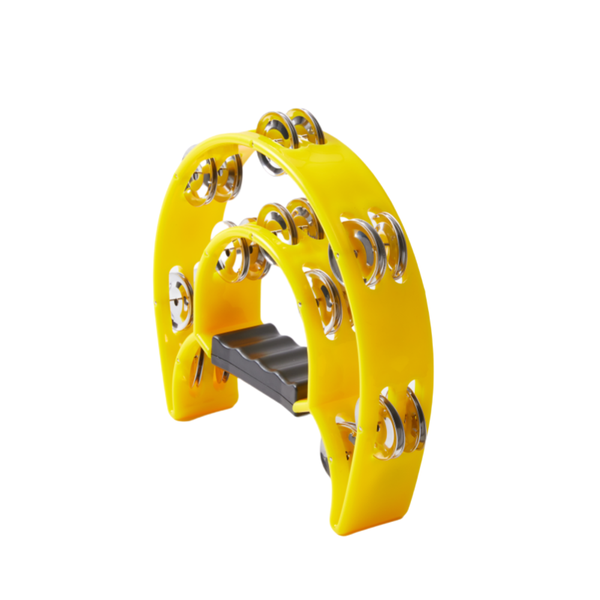 Tambourine Double Row Metal Jingles Hand Held Percussion Half-Moon