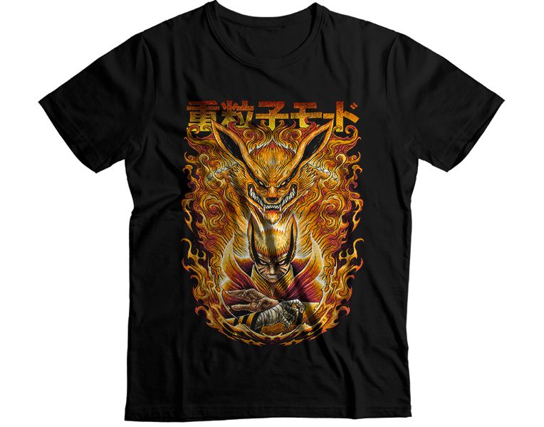 Nine Tailed Fox Kurama Fire Aura Graphic T-Shirt