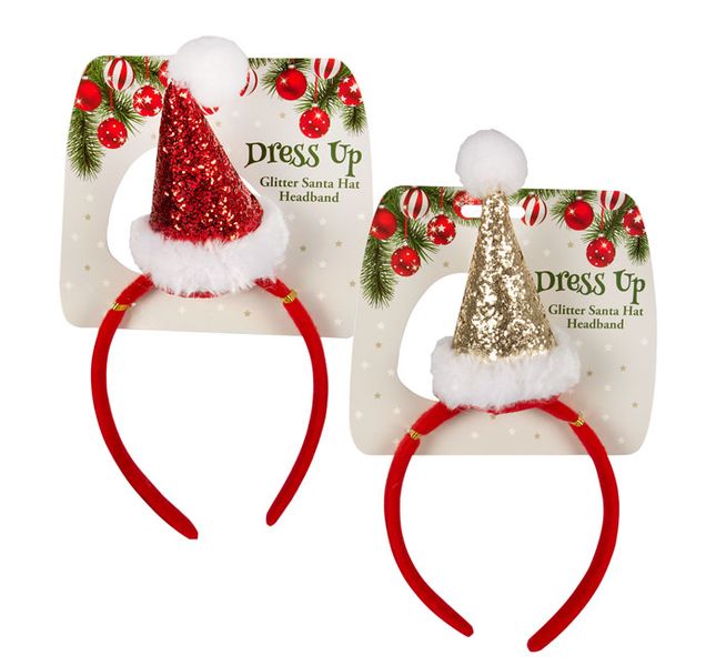 Christmas dress up headband glitter 26cm- 2pack