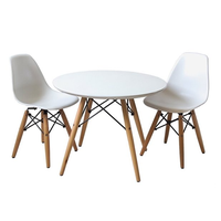 Round Table with 2 Chairs - White